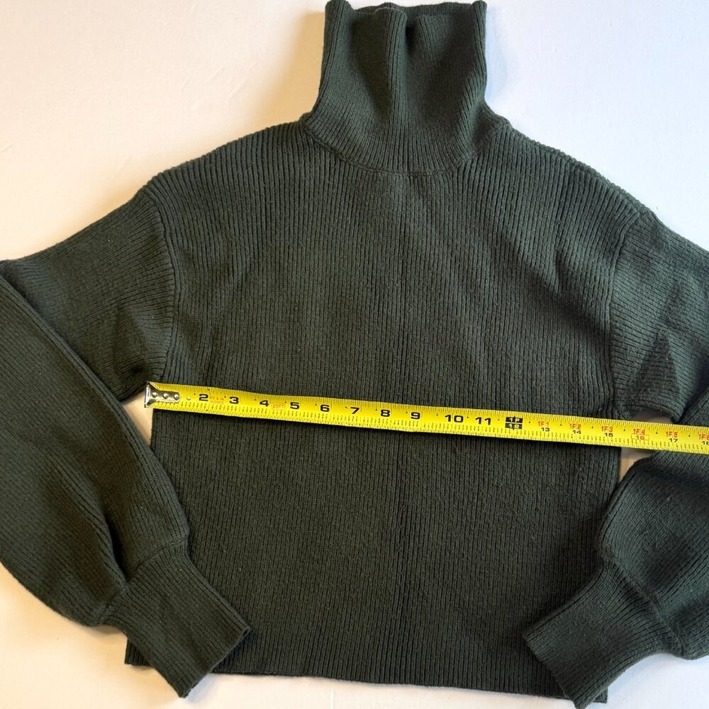 Francesca's Mi Ami Avery Balloon Sleeve Turtleneck Sweater - Olive Green, Large - Picture 4 of 12